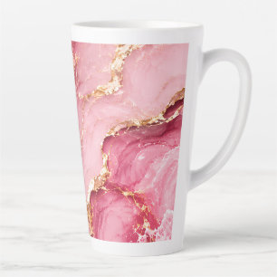 Luxury Pink Ocean Marble with Gold Veins Latte Mug