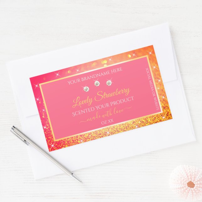 Luxury Pink Orange Glitter Product Packaging Label (Envelope)