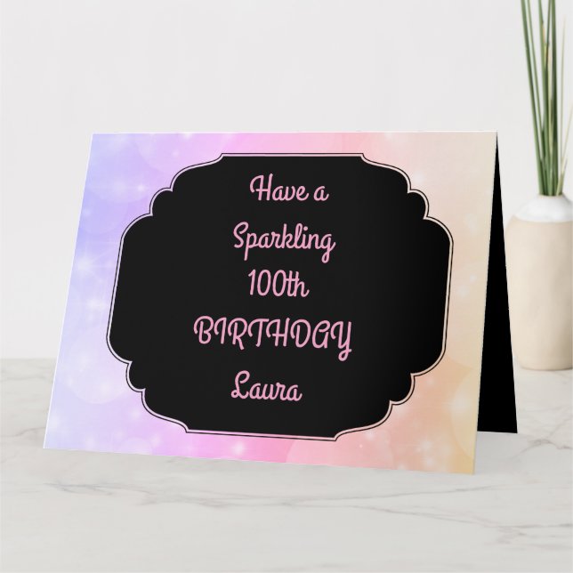 Luxury Pink Personalised 100th Birthday Card (Front)