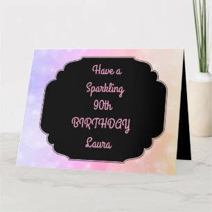 Luxury Pink Personalised 90th Birthday Card