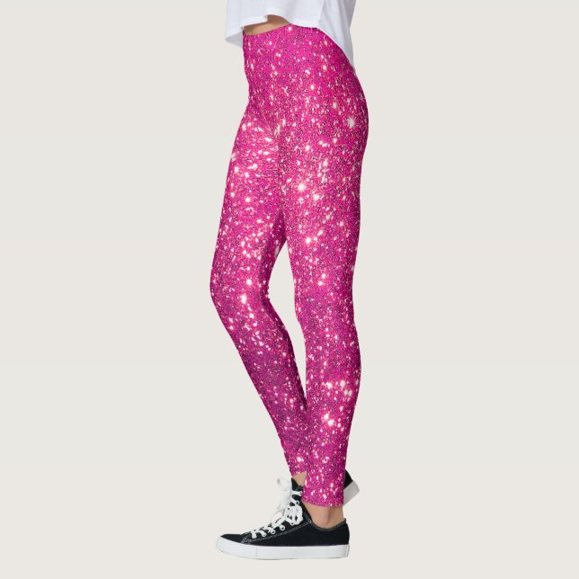 Luxury Pink Popular Gift Gold Glitter Leggings (Left)