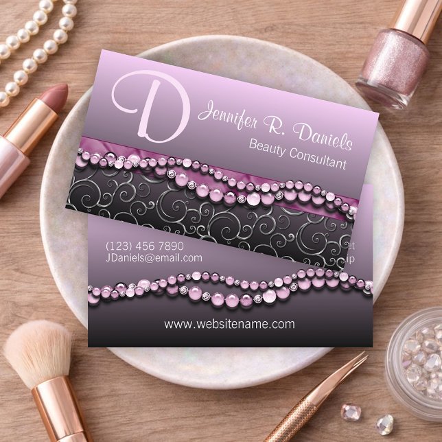 Luxury Pink Purple Beauty & Bridal Makeup Artist Business Card (Creator Uploaded)