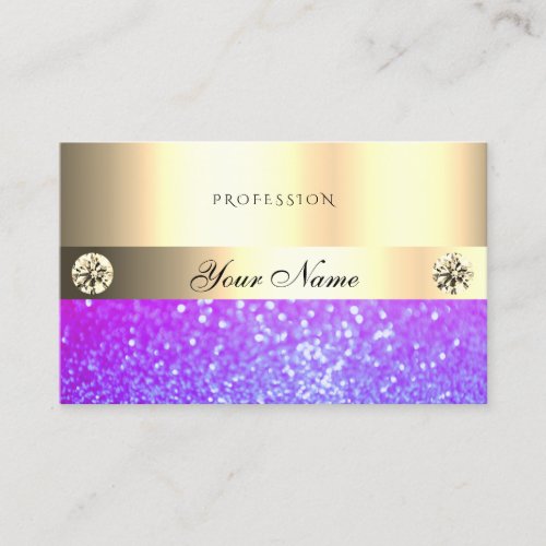 Luxury Pink Purple Glitter Diamonds Luminous Gold Business Card