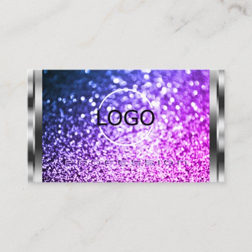 Luxury Pink Purple Glitter Luminous Sparkle Logo  Business Card