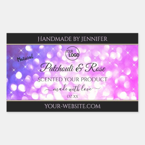 Luxury Pink Purple Glitter Product Label with Logo
