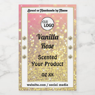 Luxury Pink Purple Gold Glitter Product Label Logo