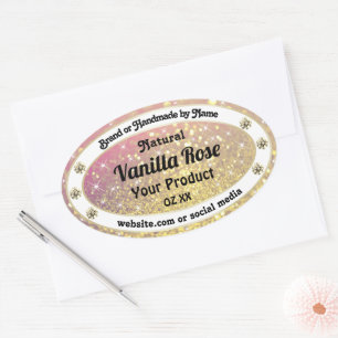 Luxury Pink Purple Gold Glitter Product Labels