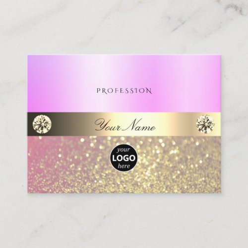Luxury Pink Purple Gold Sparkling Glitter and Logo Business Card