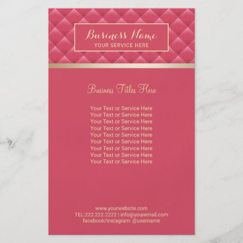 Luxury Pink Quilted Modern Gold Beauty Salon Spa Flyer