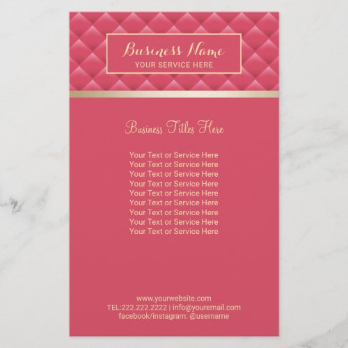 Luxury Pink Quilted Modern Gold Beauty Salon Spa Flyer