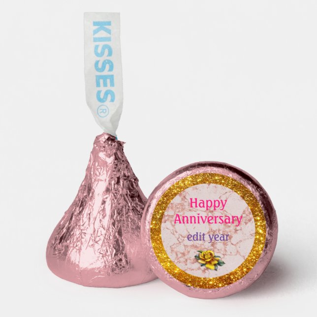 Luxury Pink Rose Blush Glitter Marble Customize Hershey®'s Kisses® (Front)