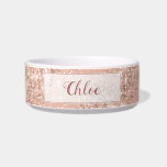 Luxury Pink Rose Gold Glitter Monogram Pet Bowl<br><div class="desc">You know you love to sparkle. So does your pet! Leave no area of their world unadorned with our Luxury Pink Rose Gold Glitter Monogram Pet Bowl. This ceramic pet bowl features sparkly blush pink rose gold glitter and a fun, modern script typography. Be sure to personalize the name to...</div>