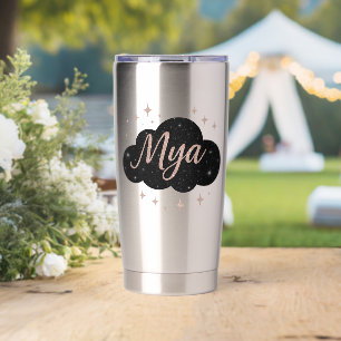 Luxury Pink Rose Gold & Obsidian Crystal Tumbler