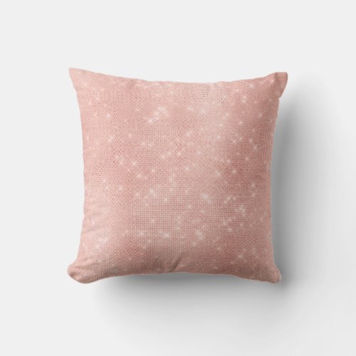 Luxury Pink Rose Gold Pink Metallic Sparkly Sequin Throw Pillow