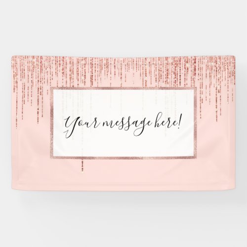 Luxury Pink Rose Gold Sparkly Glitter Fringe Banner