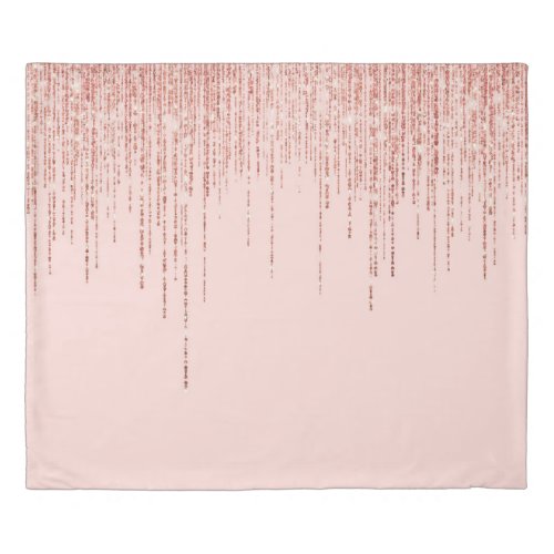 Luxury Pink Rose Gold Sparkly Glitter Fringe Duvet Cover