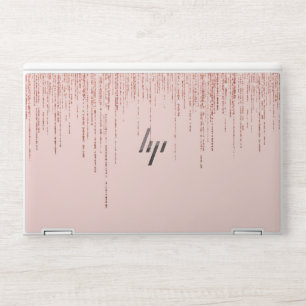 Luxury Pink Rose Gold Sparkly Glitter Fringe HP Laptop Skin