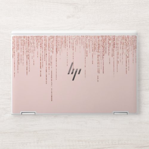 Luxury Pink Rose Gold Sparkly Glitter Fringe HP Laptop Skin