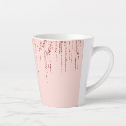 Luxury Pink Rose Gold Sparkly Glitter Fringe Latte Mug