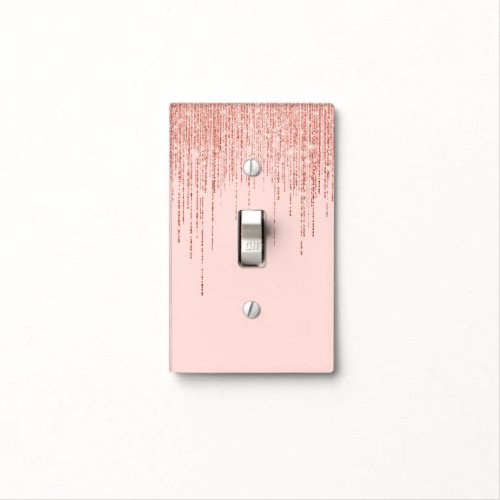 Luxury Pink Rose Gold Sparkly Glitter Fringe Light Switch Cover