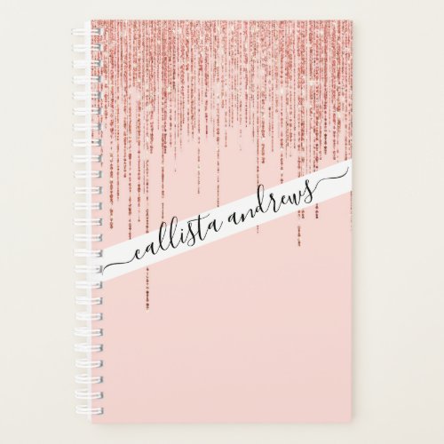 Luxury Pink Rose Gold Sparkly Glitter Fringe Planner