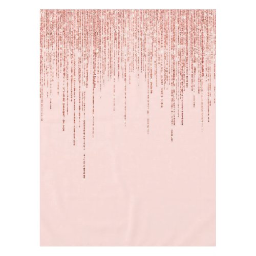 Luxury Pink Rose Gold Sparkly Glitter Fringe Tablecloth