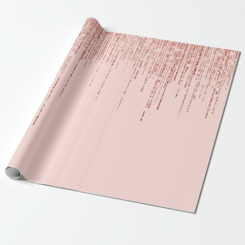 Luxury Pink Rose Gold Sparkly Glitter Fringe Wrapping Paper