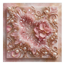 Luxury Pink Rose Quartz Geode Canvas Wall Art for