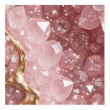 Luxury Pink Rose Quartz Geode Canvas Wall Art for