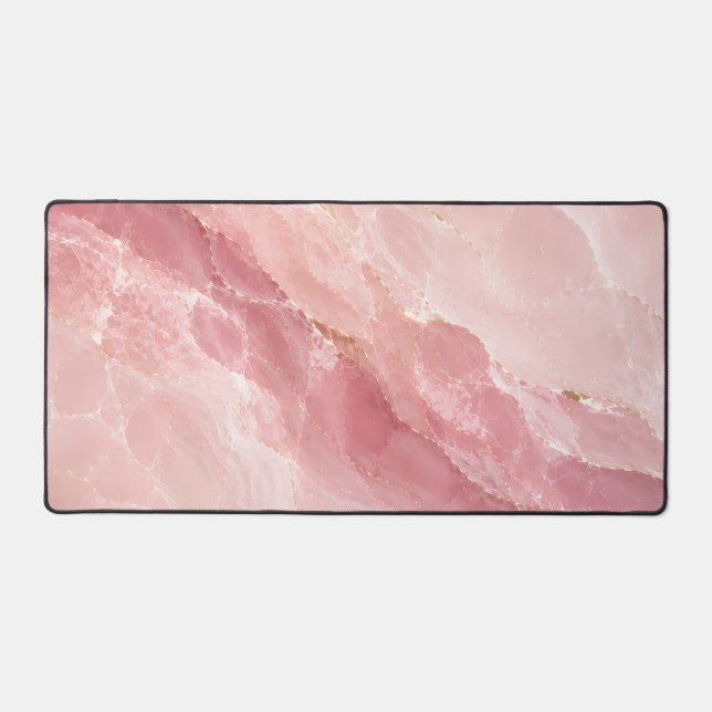 Luxury Pink Rose Quartz Marble Abstract Pattern Desk Mat (Front)