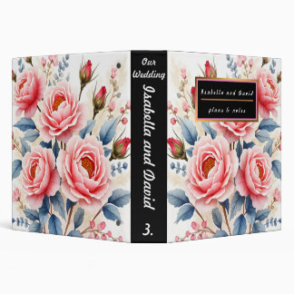 Luxury Pink Roses Beautiful Modern Collection 3 Ring Binder