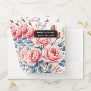 Luxury Pink Roses Beautiful Modern Collection Pocket Folder