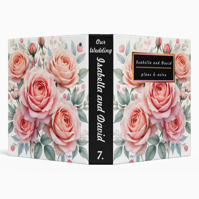 Luxury Pink Roses Beautiful Popular Collection 3 Ring Binder (Background)