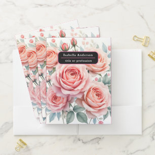 Luxury Pink Roses Beautiful Popular Collection Pocket Folder