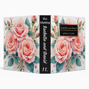 Luxury Pink Roses Beautiful Trendy Collection 3 Ring Binder