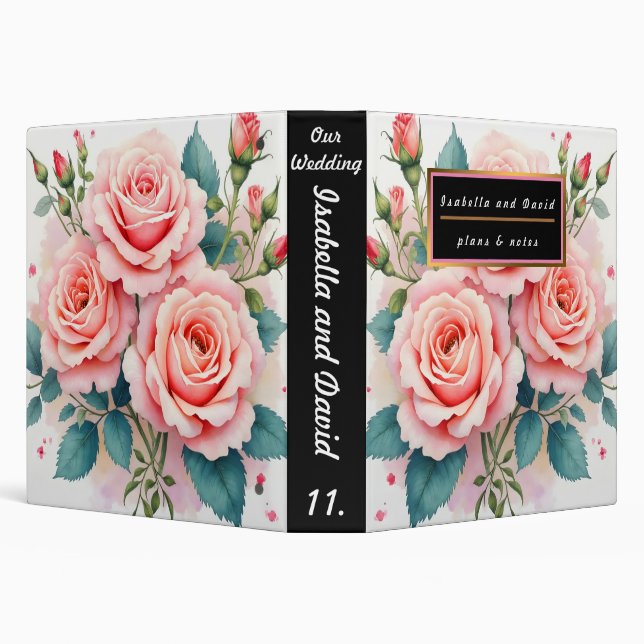 Luxury Pink Roses Beautiful Trendy Collection 3 Ring Binder (Background)