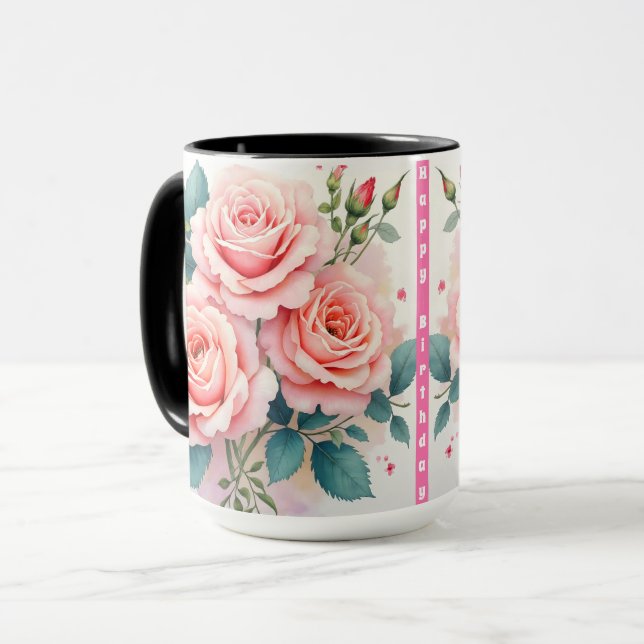 Luxury Pink Roses Beautiful Trendy Collection Mug (Front Left)