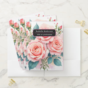 Luxury Pink Roses Beautiful Trendy Collection Pocket Folder