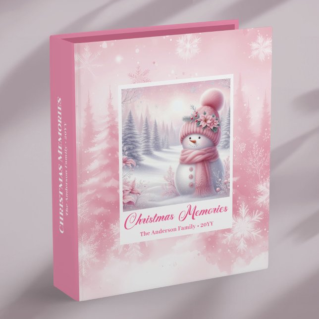 Luxury Pink Snowman Kids Gift Christmas Memory   3 Ring Binder (Luxury Pink Snowman Kids Gift Christmas Memory Album Binder

)