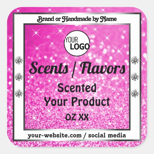 Luxury Pink Sparkling Glitter Product Labels Logo (Front)