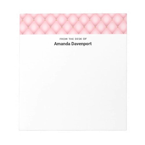 Luxury Pink Tufted Diamond Border Notepad