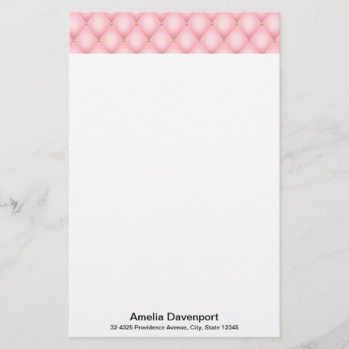 Luxury Pink Tufted Diamond Border Stationery