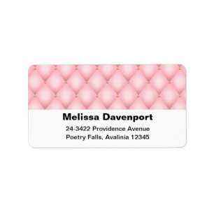 Luxury Pink Tufted Diamond Pattern Address Label
