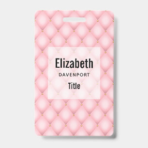 Luxury Pink Tufted Diamond Pattern Badge