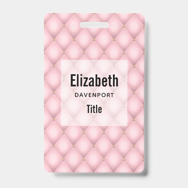 Luxury Pink Tufted Diamond Pattern Badge (Front)