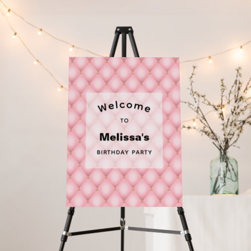 Luxury Pink Tufted Diamond Pattern Birthday Foam Board