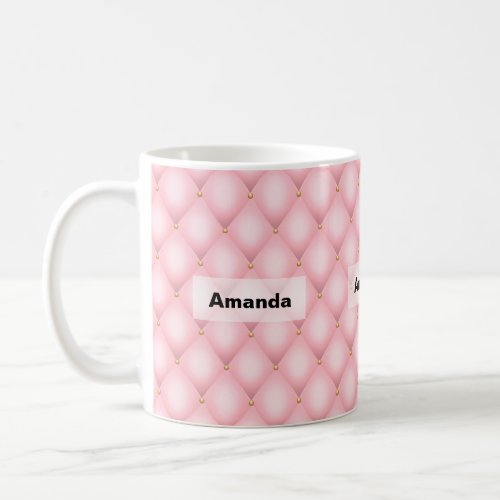 Luxury Pink Tufted Diamond Pattern Coffee Mug