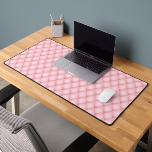 Luxury Pink Tufted Diamond Pattern Desk Mat