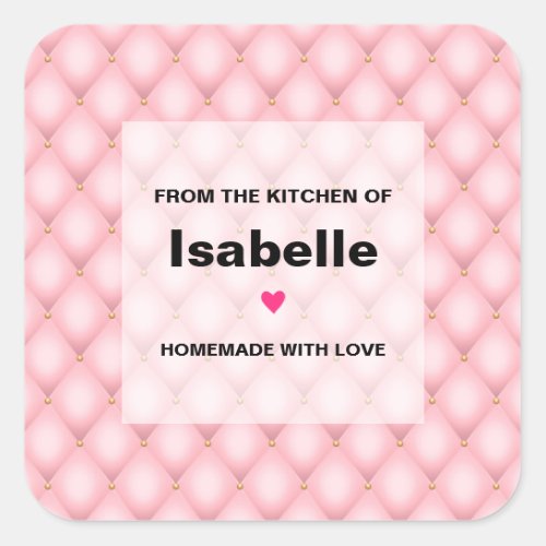 Luxury Pink Tufted Diamond Pattern Kitchen Square Sticker