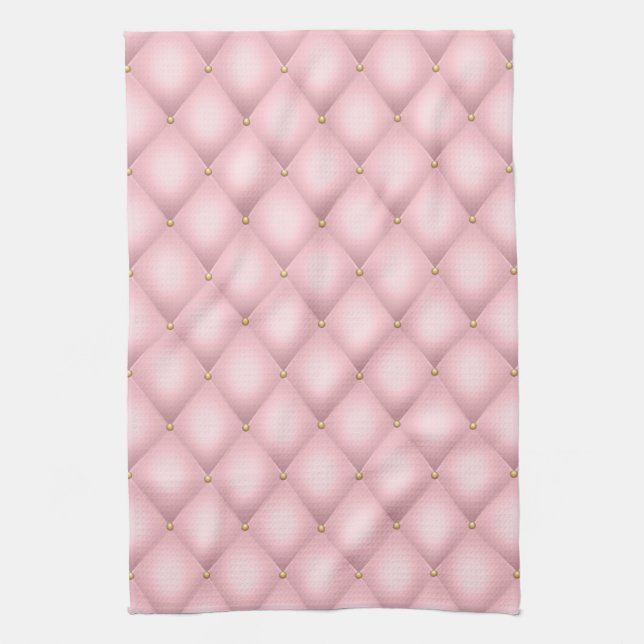 Luxury Pink Tufted Diamond Pattern Kitchen Towel (Vertical)